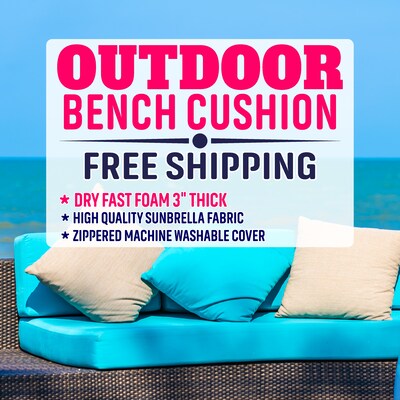 3" thick - OUTDOOR Custom Bench Cushion with Sunbrella Fabric - image1